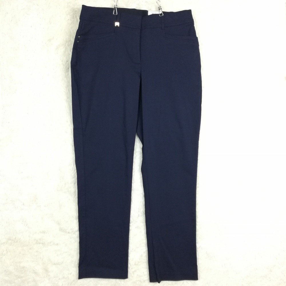 JM Womens Pants Curvy Fit Straight Leg Intrepid Blue High Tummy Control 12 New‎